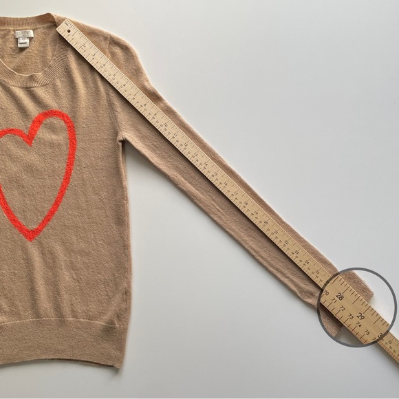 J.Crew Factory Camel Sweater Orange Heart Wool Blend Valentine’s Day Women’s XS - Picture 10 of 11